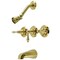 Kingston Brass KB237AL Three-Handle Tub and Shower Faucet, Brushed Brass KB237AL - alternate 1